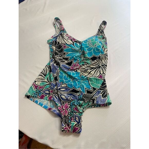 Maxine Of Hollywood VTG One Piece Bathing Suit Swinsuit Size 18 - Picture 1 of 6